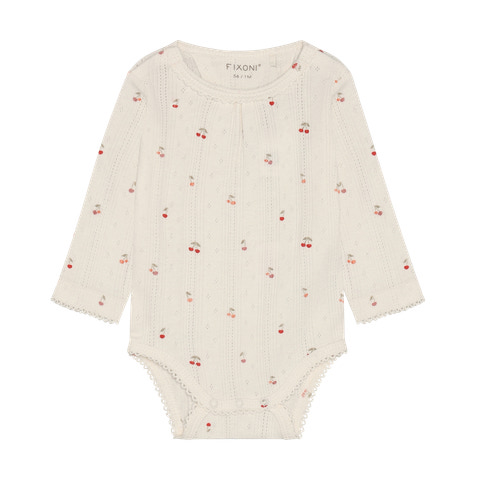 Body Ls Pointelle - Eggnog Cherry print